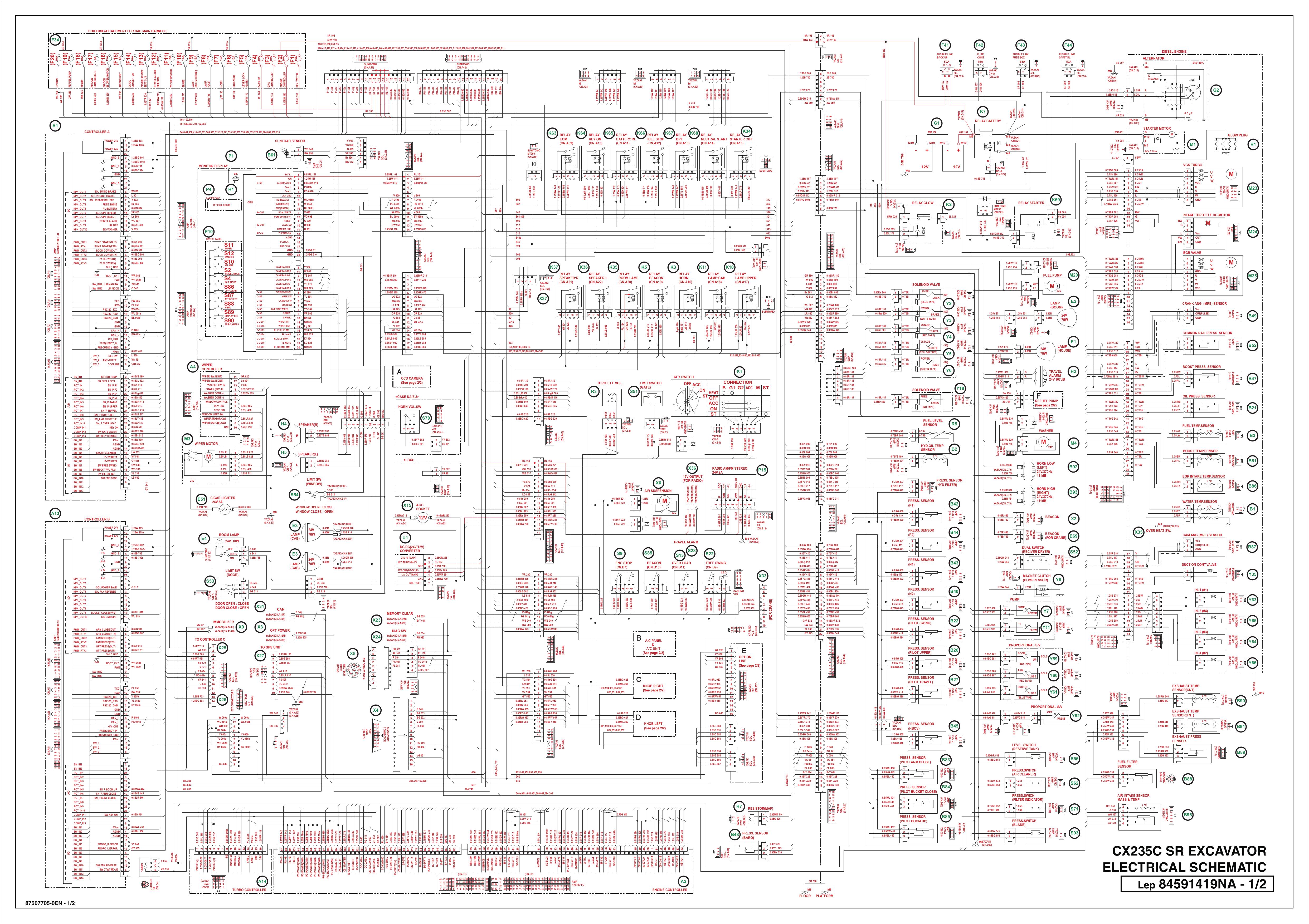 CX235C SR EXCAVATOR ELECTRICAL SCHEMATIC